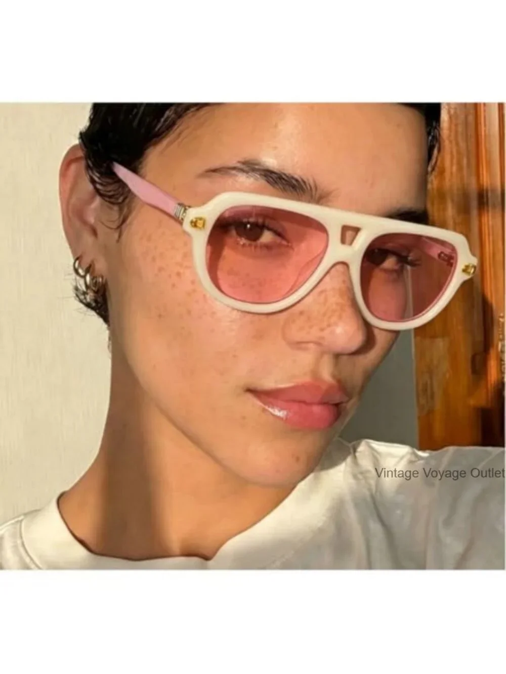 Retro Double Bridge Pilot Sunglasses UV400 Gradient Lens Punk Shades